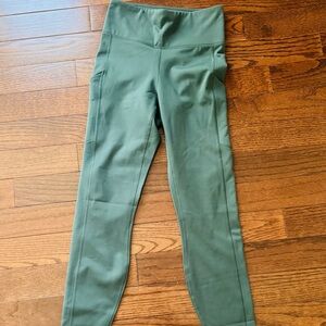 Fabletics Green High-Waist Leggings. Dark Green. Side Pockets Size S